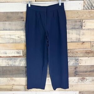 Vanessa Seward Navy Wool Blend Trousers Size 36 France